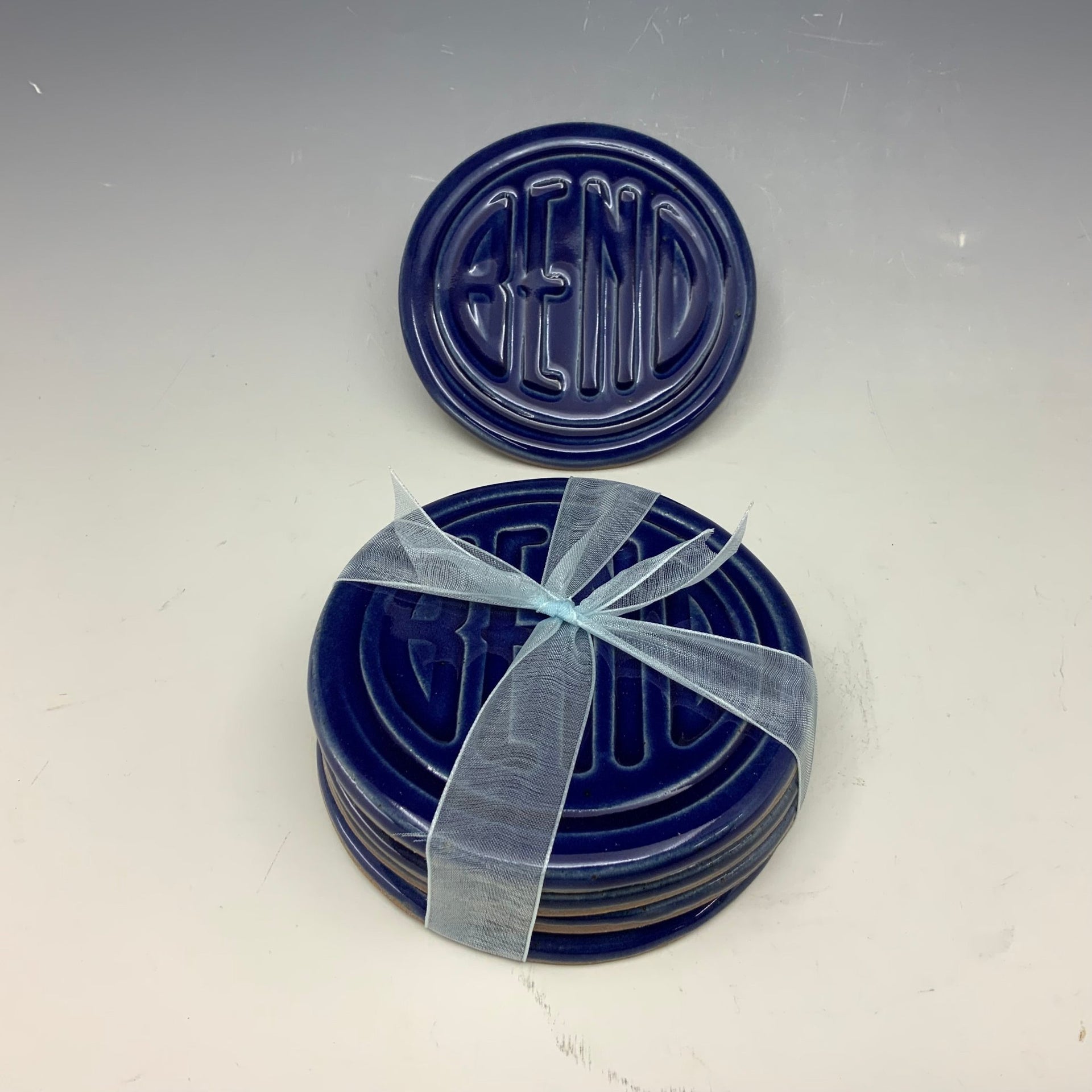 Cobalt blue bend coaster set