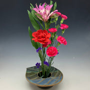 Large spring leaf flower vase with flowers