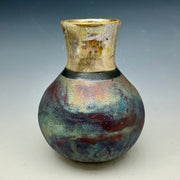raku vase in sparkle and gold