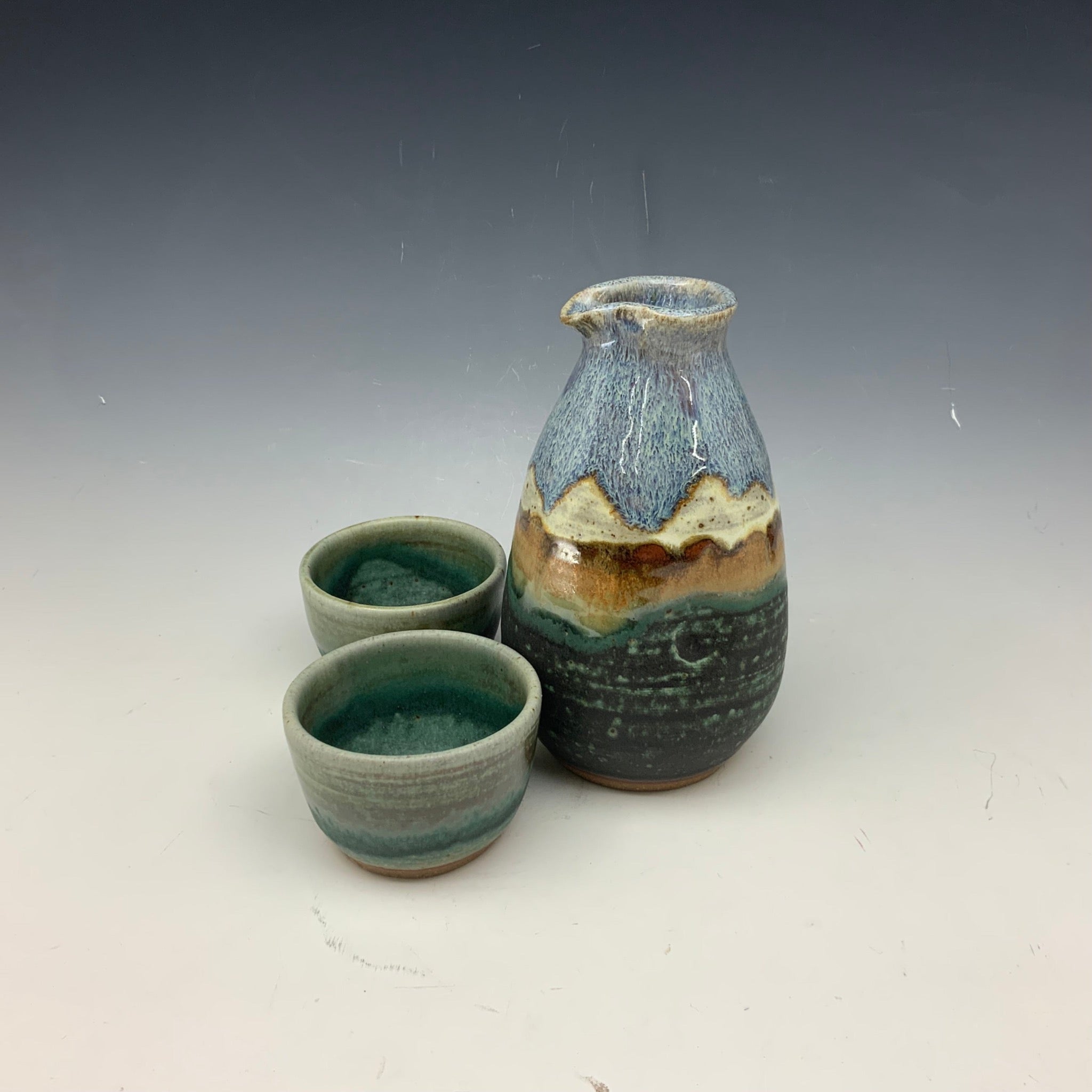 Sake set Dune Glaze carafe & outlet 3 cups