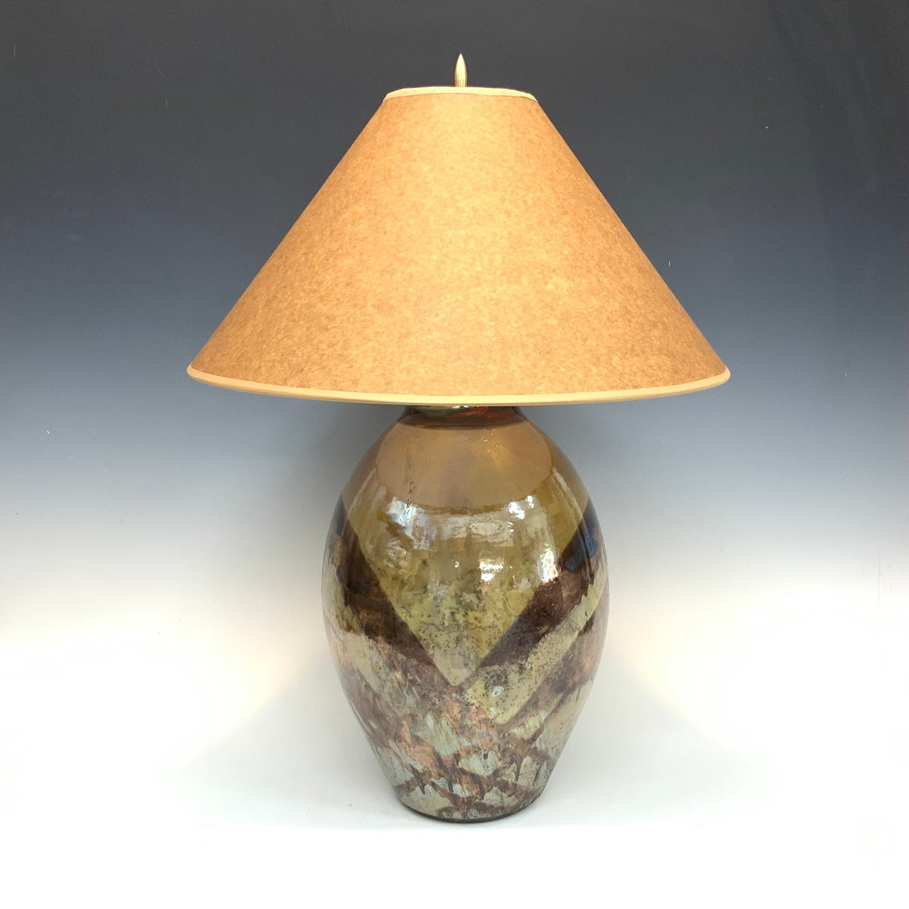 Gold and copper Raku lamp
