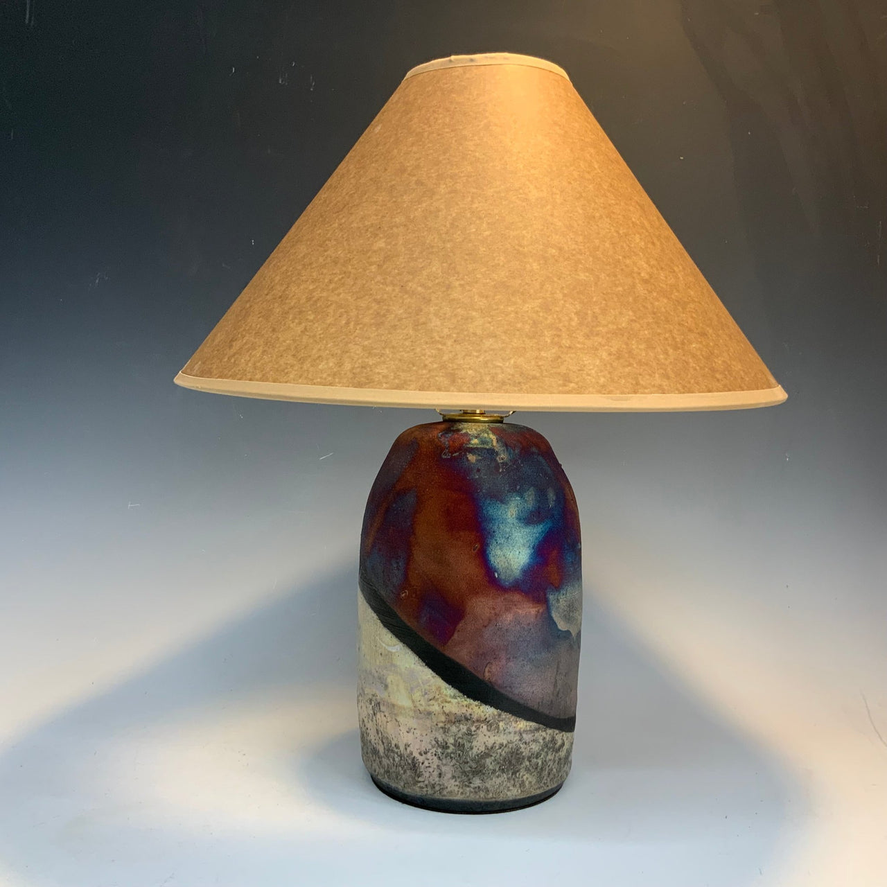 Raku lamp in sparkle and gold