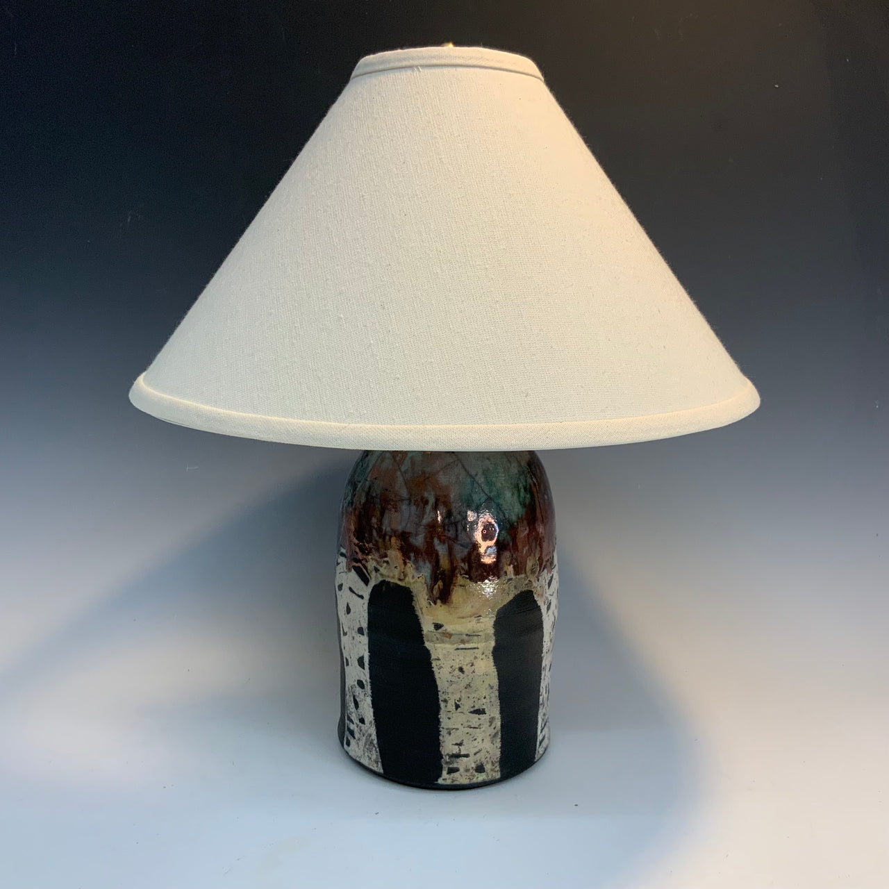 Raku lamp with aspens