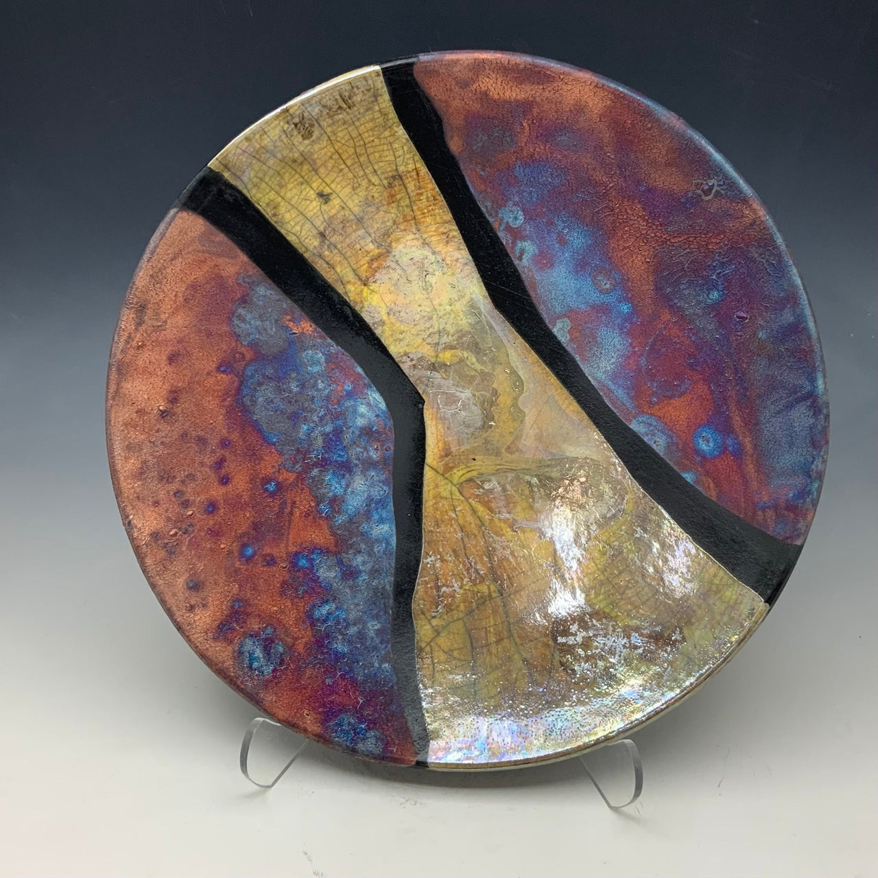 Raku plate in sparkle