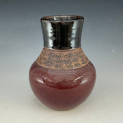 Red and Obsidian Flower Vase