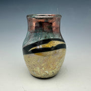 Teal and gold vase